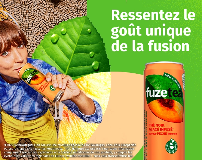 Canette Fuzetea thé noir glacé infusé saveur pêche intense 33CL
