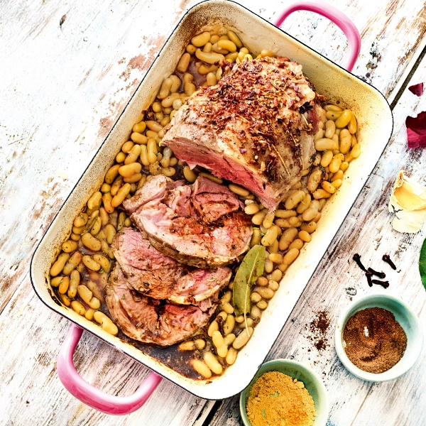 Recette gigot d'agneau et flageolets à la menthe douce