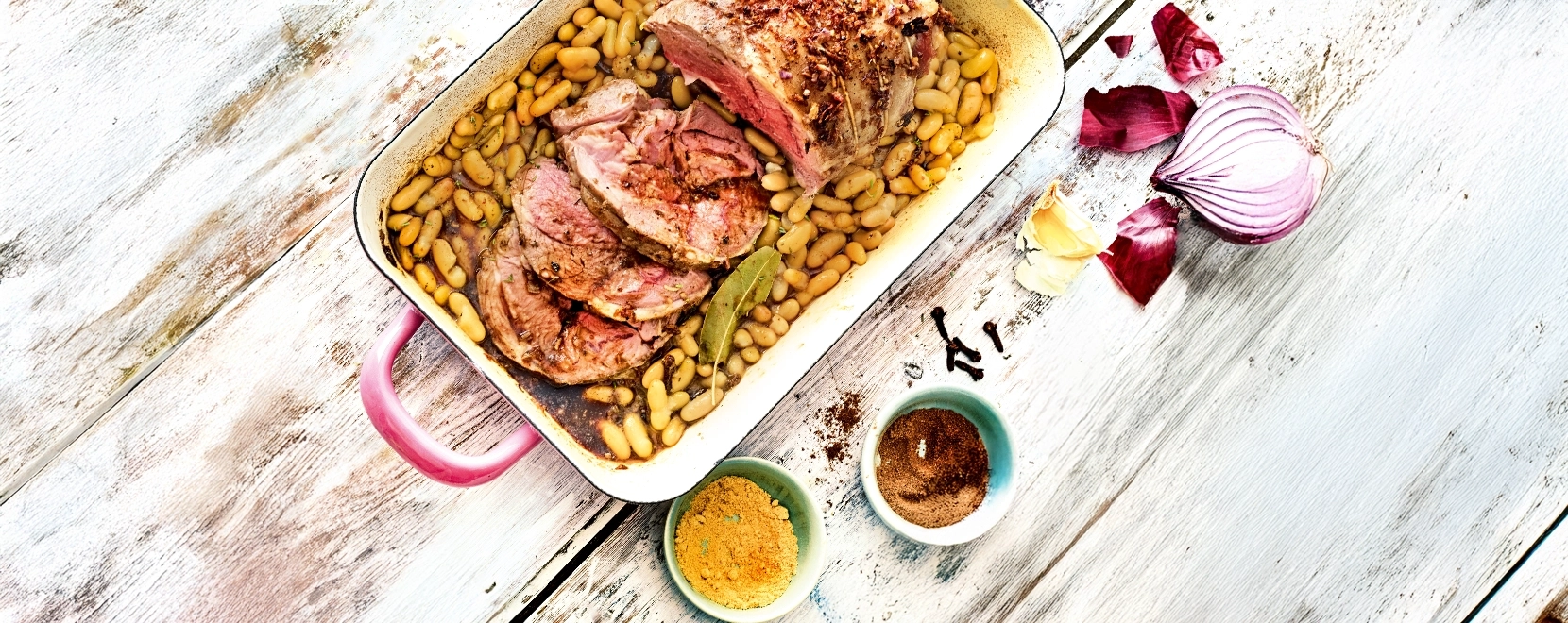 Recette de gigot d'agneau et flageolets à la menthe douce