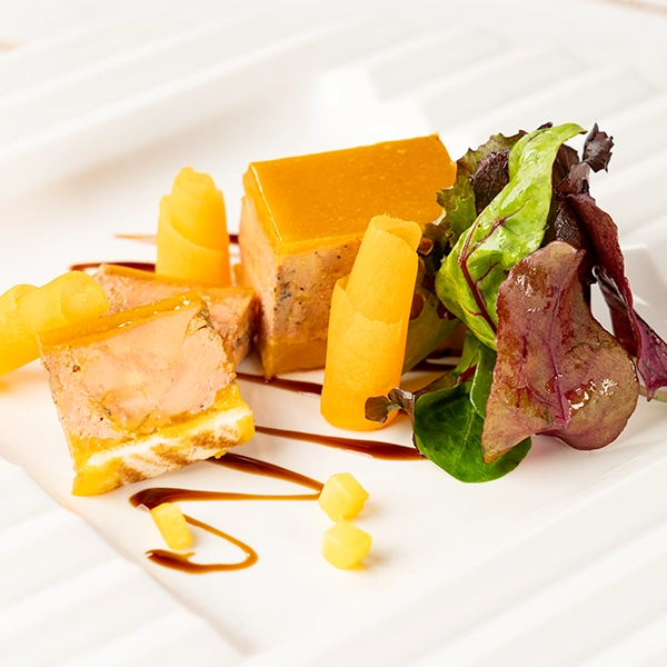 Recette opéra de foie gras à la mangue