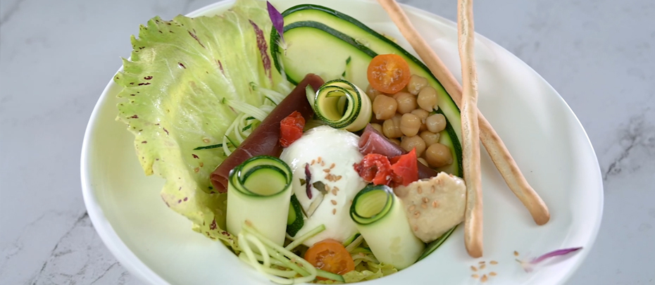Recette salade mozzarella Fior di Latte houmous